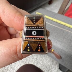 Geometric Inlay handmade Native American ring